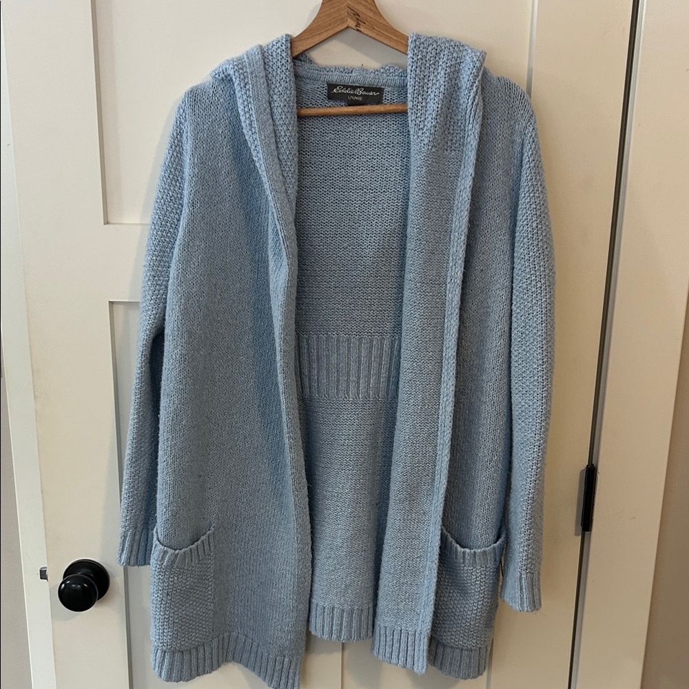 Eddie Bauer Soft Blue Hooded Cardigan